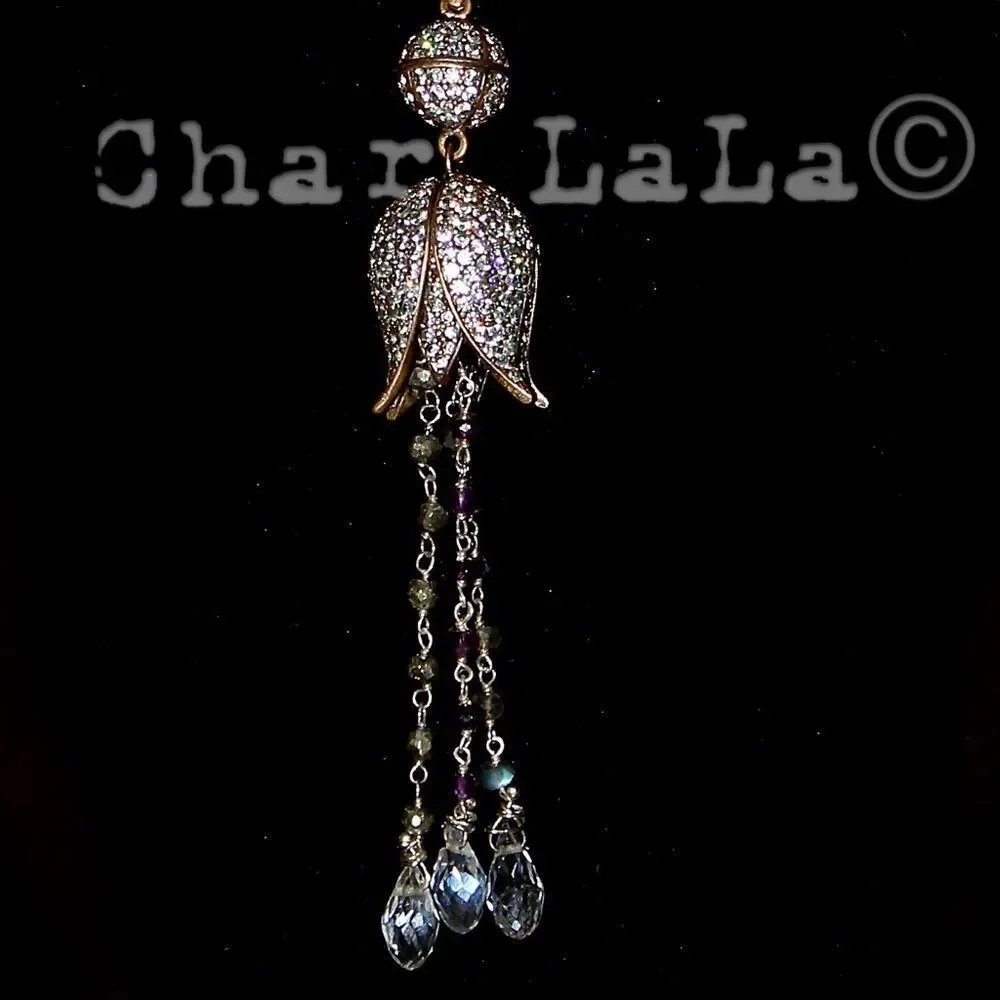 Tulip White Topaz & Semi Precious Stone Necklace